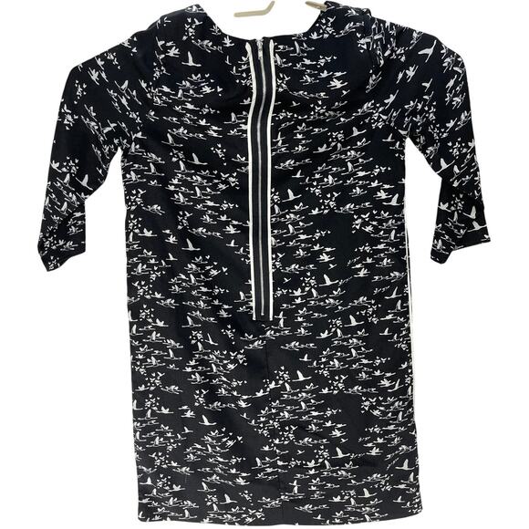 The Limited Dress M Black White 3/4 Sleeves All Over Print Back Zip Knee Length - Picture 3 of 7